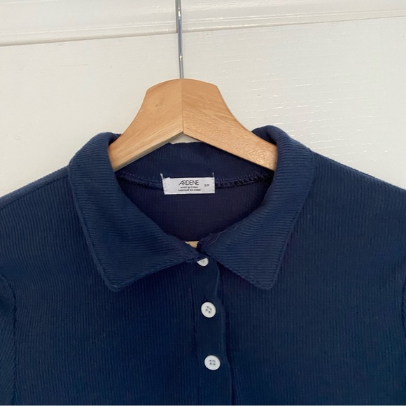 ARDENE | Navy blue polo longsleeve cropped - Picture 6 of 9